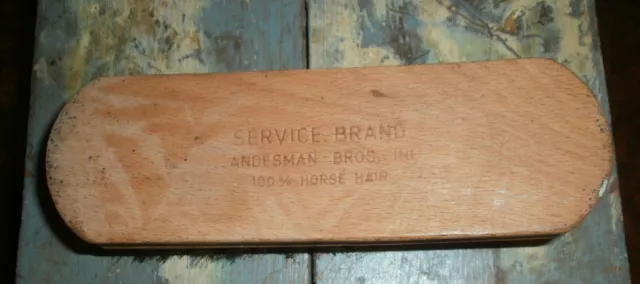 VINTAGE Wooden SERVICE Curve Handle  100% Horsehair  Shoe Shine Brush ~ 7 INCHES