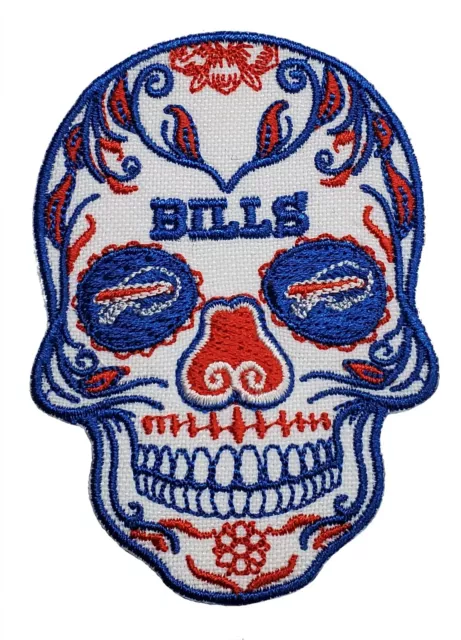 BUFFALO BILLS SUGAR Skull NFL Football Embroidered Iron On Patch Josh Allan  $11.98 - PicClick