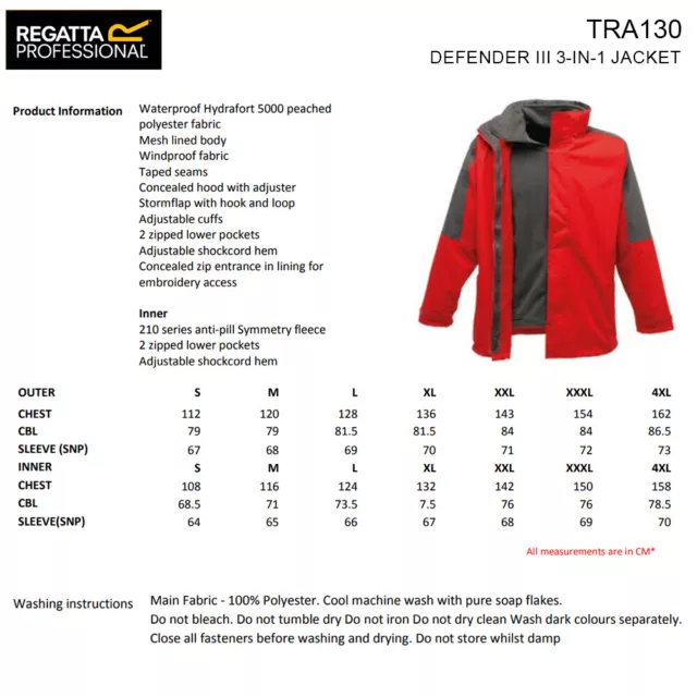 Chaqueta Regatta Professional Defender III 3 en 1 TRA130 - Chaleco Impermeable para Hombre 2