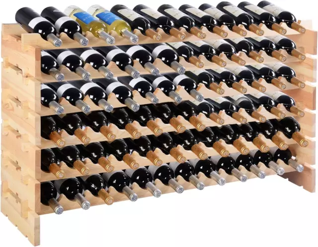 Portabottiglie per Vino in Legno, Scaffale per 72 Bottiglie Di Vino, Cantinetta