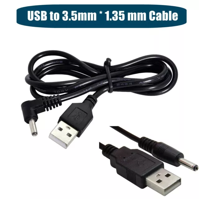 USB to 3.5mm * 1.35 mm 5V 2A DC Barrel Jack Plug Charging Power Cable Cord L 90º