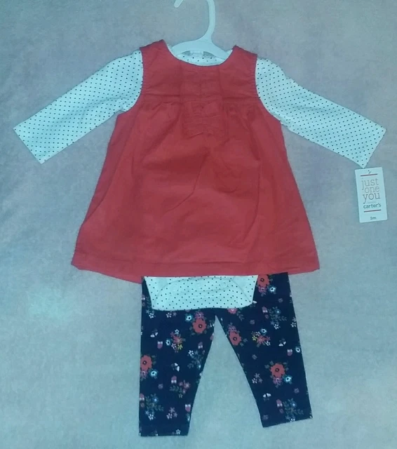 NEW Carter's JOY 3 Months Baby Girl 3-Piece Bodysuit, Jumper & Leggings Set