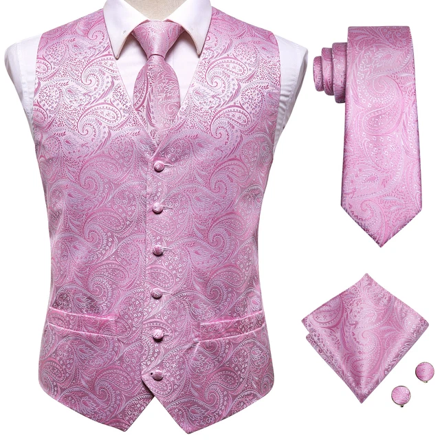 UK Mens Vest Suit Paisley Floral Waistcoat Blue Black Gold Silk Tie Set Jacket 5