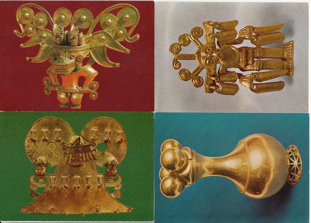 Lot 4 OLD POST CARD cartes postales COLOMBIE COLOMBIA BOGOTA museo del oro