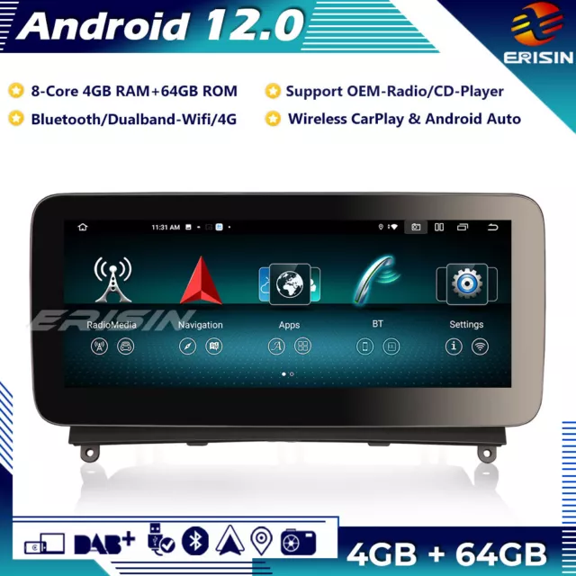 10.25" IPS Android 12 Autoradio GPS Mercedes C-Class W204 DAB+ CarPlay Wifi DSP