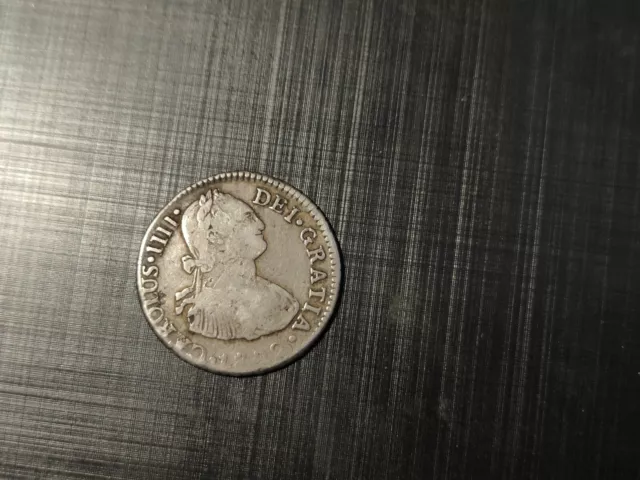 Spanish 1802 2Reales silver coin .