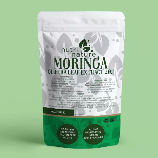 Natural Moringa Capsules 10000mg Per Capsules STRONG EFFECTIVE EXTRACT POWDER