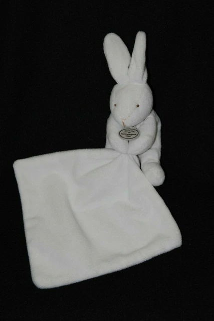 Peluche lapin mouchoir double DOUDOU ET COMPAGNIE blanc 9/15 cm TTBE