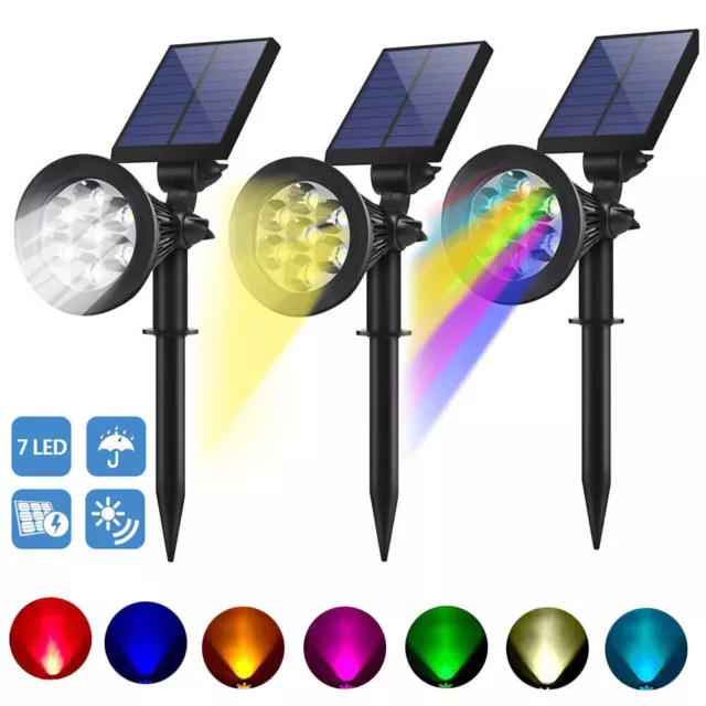 LED Solarleuchte Strahler Solarstrahler Gartenlampe Spot Licht Warmweiß Weiß RGB