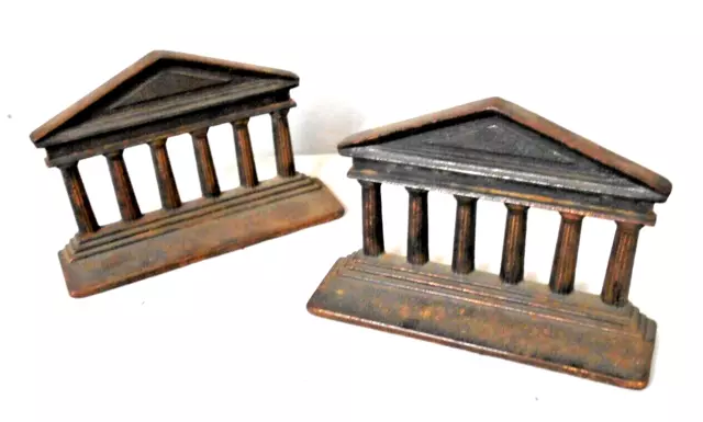 Vintage Pair Of Cast Iron Classical Column Bookends~"Verona"