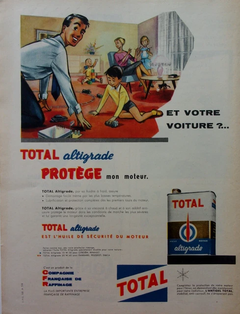 Publicité Originale 1963 Pour Station TOTAL - Huile Moteur Altigrade - Occasion Vintage