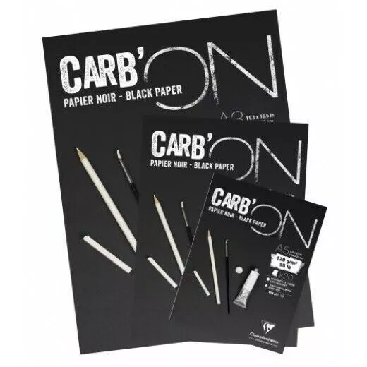 Clairefontaine CARB'ON Multi Media Black Paper Pad 120gsm Art Craft A5 A4 A3 A2