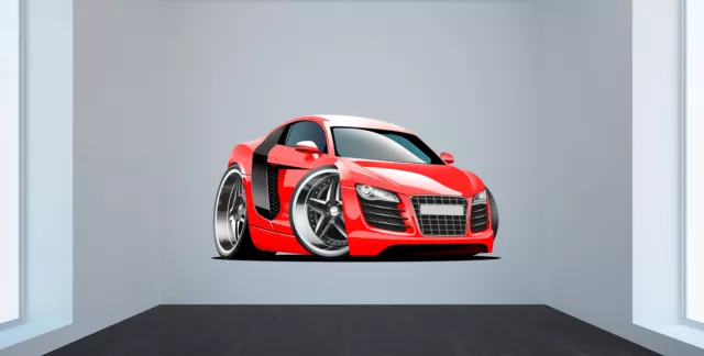 Audi R8 Cartoon Comics Bd Caricature Poster Decor Mur Autocollant Sticker Aa151R