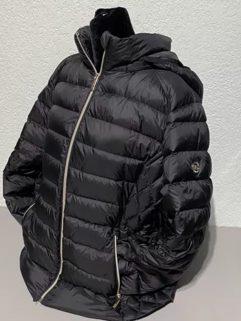 Michael Kors Coat Puffer Jacket Down Feather Packable Zip Black Gold XL 2