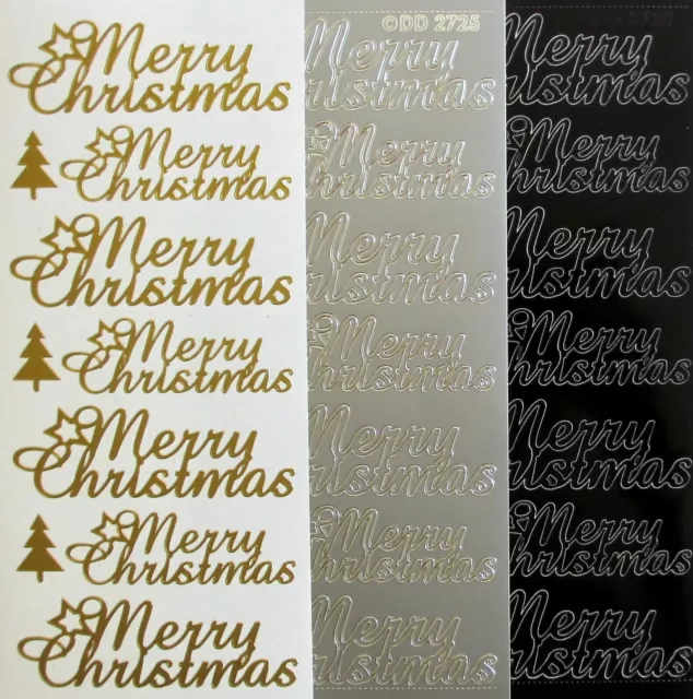 MERRY CHRISTMAS Cursive Tree Festive PEEL OFF STICKERS Cardmaking Sticker