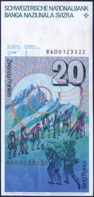 SWITZERLAND - P55f - 20 Francs - 1986