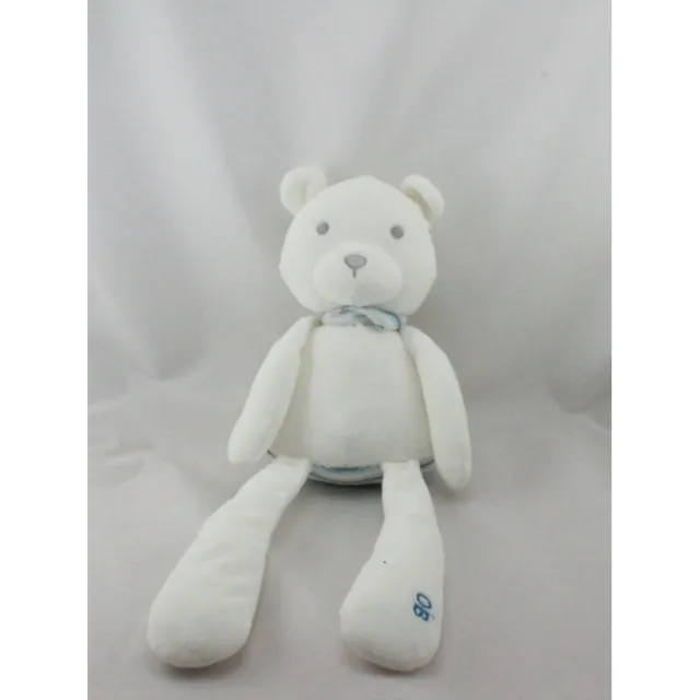 Doudou ours blanc bleu gris rayé OBAIBI - 20585