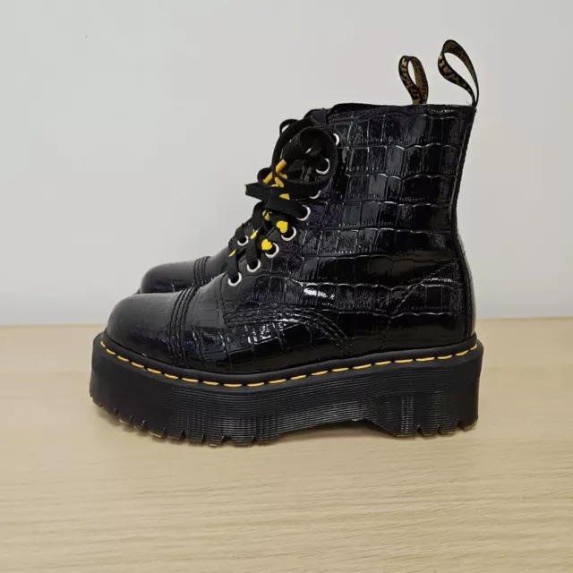 Stivali grossi Dr Martens Sinclair neri selvatici in pelle scamosciata plateau coccodrillo UK 4