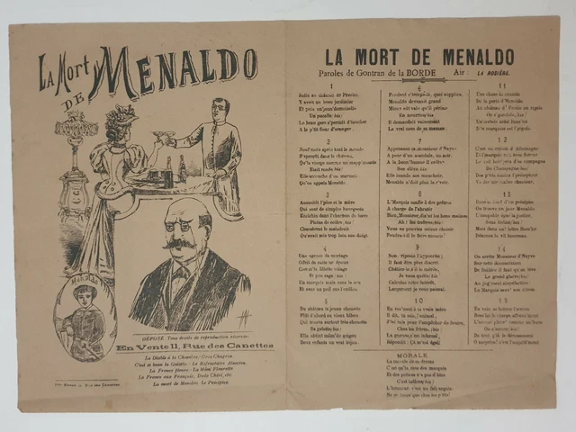 The Death of Menaldo circa 1890 Music Print