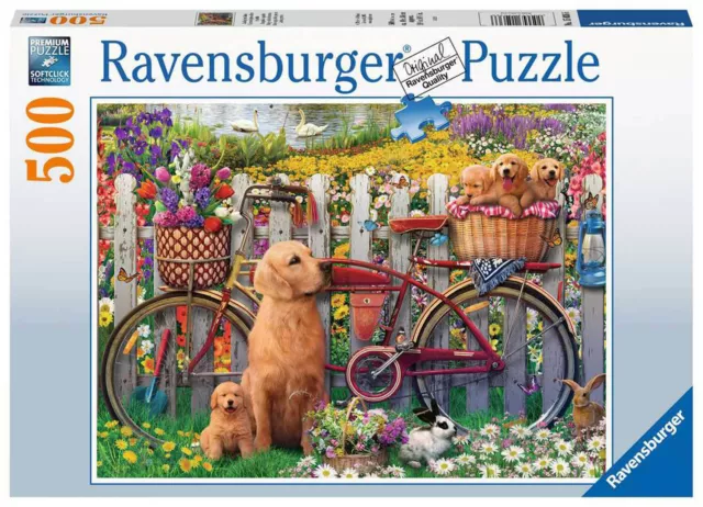 Ravensburger Puzzle: 500 Teile - Ausflug ins Grüne - Hunde Blumen Natur Puzzel