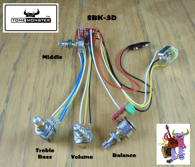TONE MONSTER SBK3D Bass Guitar Preamp Balance Volume Treble Middle