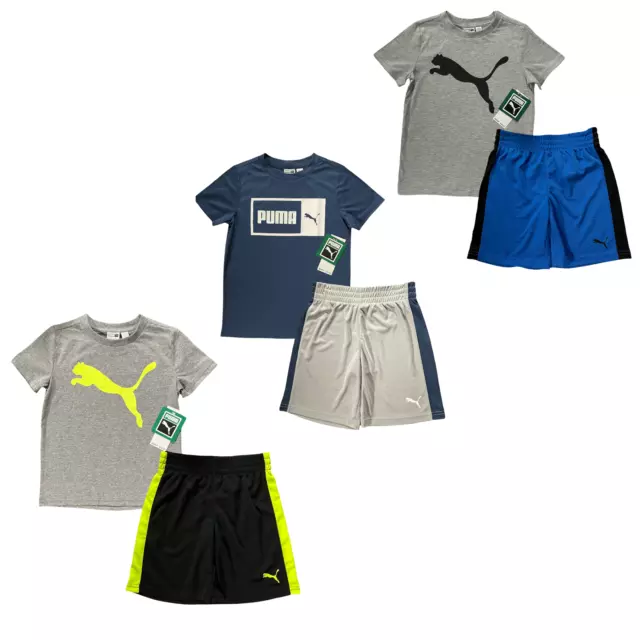 Puma Toddler Boys T-Shirt & Shorts Outfit Set Size 4-5 Black Blue Multicolor