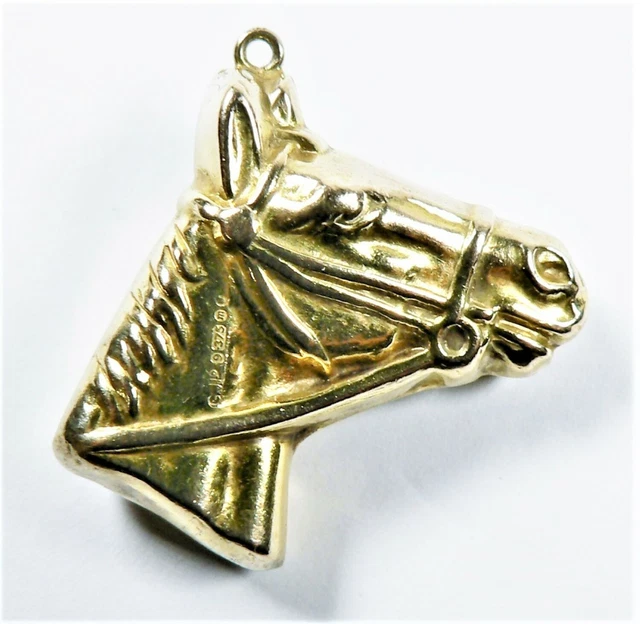 Horse Head Pendant 3D Gold 9K Vtg by Georg Jensen circa1960s Denmark #15726*