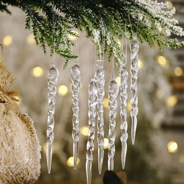 24pcs Glas Eiszapfen Ornamente-Winterdekorationen Für Weihnachtsbaum 13 * 1cm