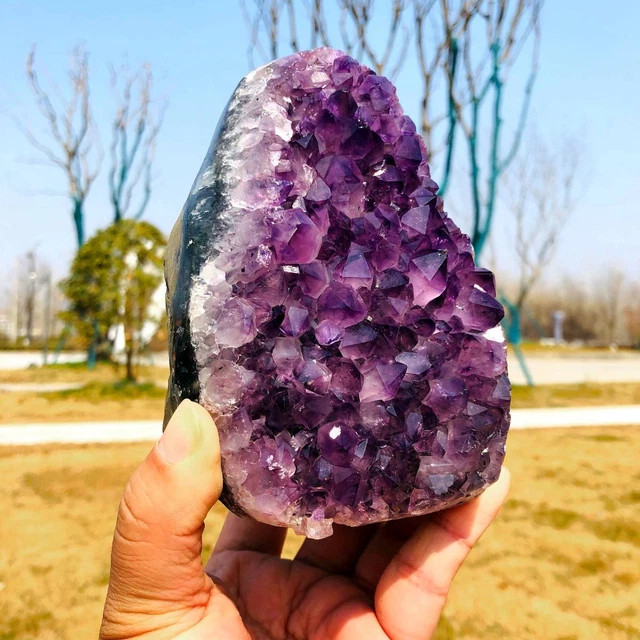 1.77LB Natural Amethyst Geode Mineral Specimen Crystal Quartz Energy Decoration