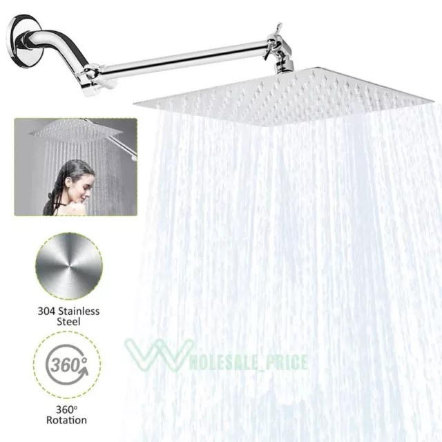 10 Inch Rain Shower Head with 11 Inch Adjustable Extension Arm, Large Stainless