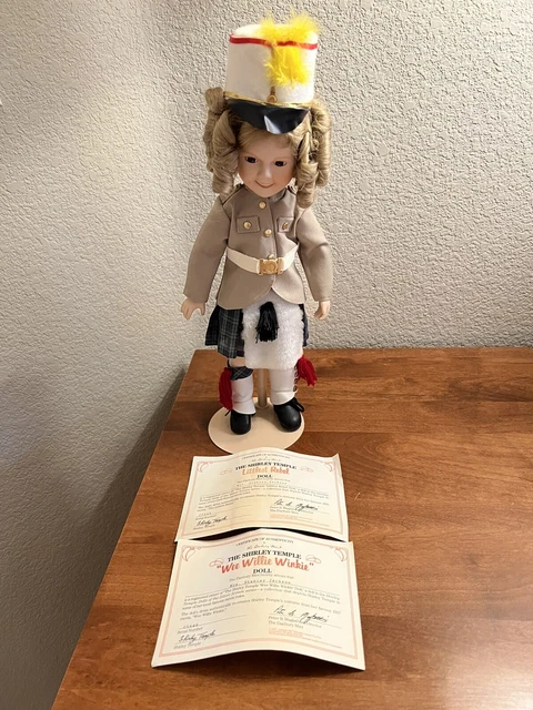 Danbury Mint Shirley Temple “Littlest Rebel” Doll + Wee Willie Hat. COA 🌈
