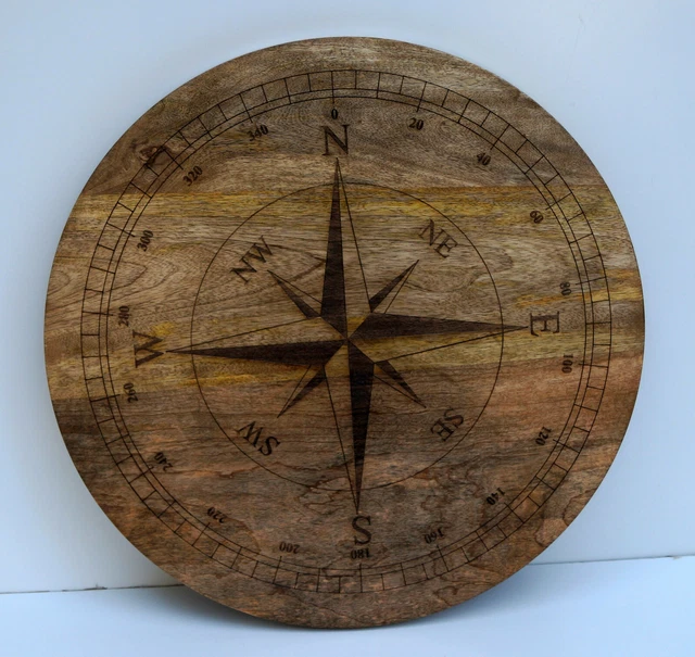 Nautical compass designer shield wooden wall hanging bedroom bar office decor