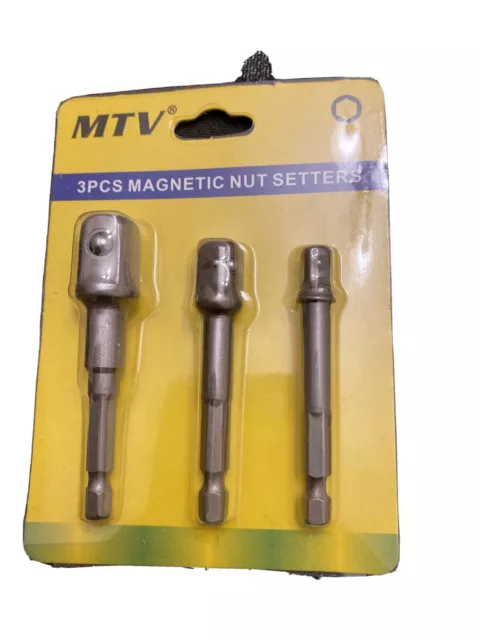 Socket Bit Adapter Drill Nut Driver Power Extension 3 Pack Of 1/4" 3/8" 1/2"