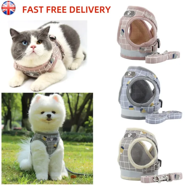 Small Pet Cat Dog Puppy Harness Lead Reflective Breathable Soft Mesh Vest Cute