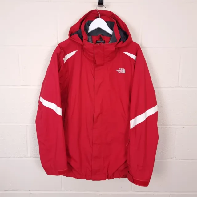THE NORTH FACE Hyvent Ski Jacket Mens XL Waterproof Hooded Red White