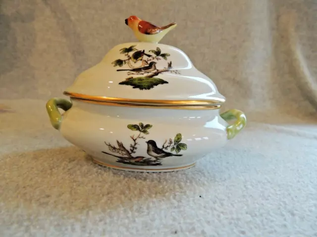 Herend Rothschild Mini tureen with bird lid pristine discontinued