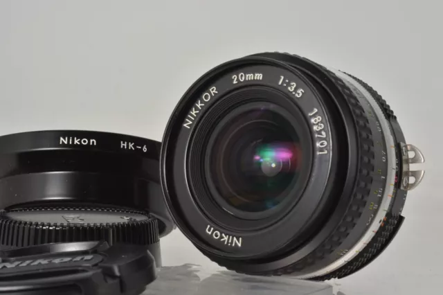 [ALMOST MINT w/ Hood] Nikon Ai Nikkor 20mm F3.5 Wide Angle Lens From Japan #4103