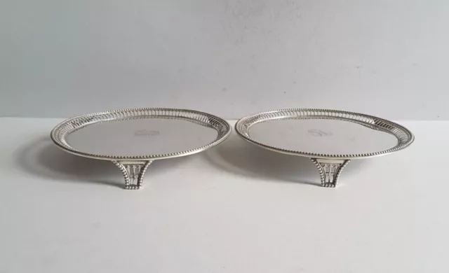 GOOD PR. GEORGIAN ANTIQUE SOLID SILVER SALVERS.   452gms.   16.6cms    LON. 1777 2