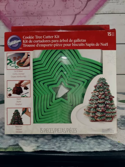 Wilton Christmas Tree Cookie Tree Stackable Cookie Cutter Kit-15 Piece Set