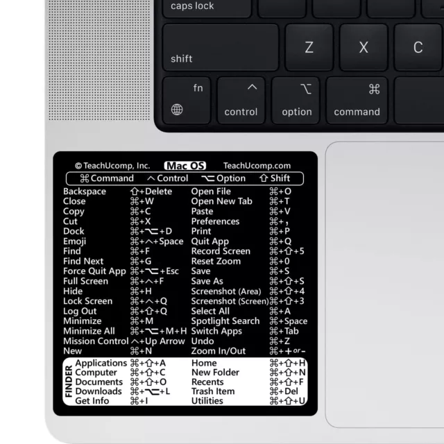 Keyboard Shortcuts Sticker for Mac OS- Vinyl, Laminated, No-Residue Adhesive,...