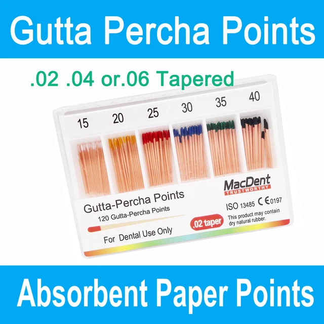 MacDent Dental Endodontic Gutta Percha & Absorbent Paper Points Tips Obturating