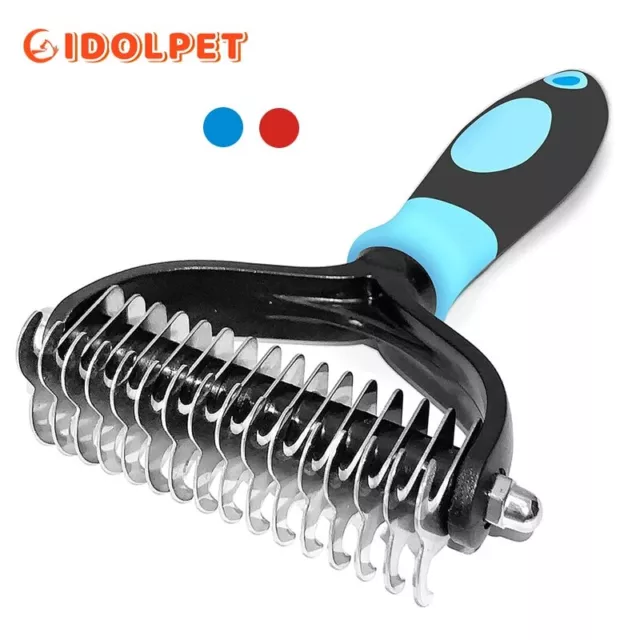 Professional Pet Deshedding Brush 2 Sided Dematting Dog Comb Cat Brush Rake Pupp