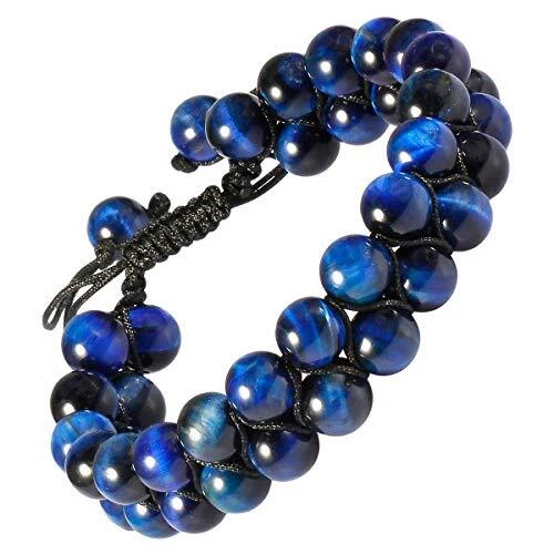 mookaitedecor Bracelet en Pierre Semi Précieuse,Réglable Bracelet Perles Doub...