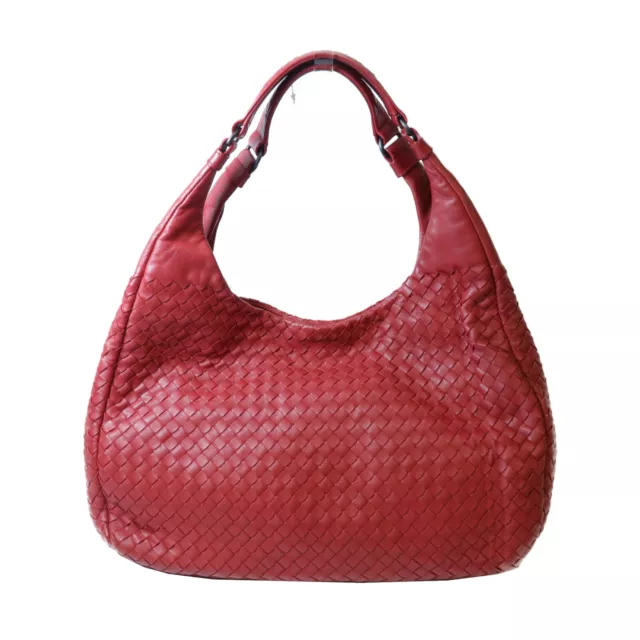 BOTTEGA VENETA BV Campana Shoulder Bag Handbag Intrecciato Leather Red