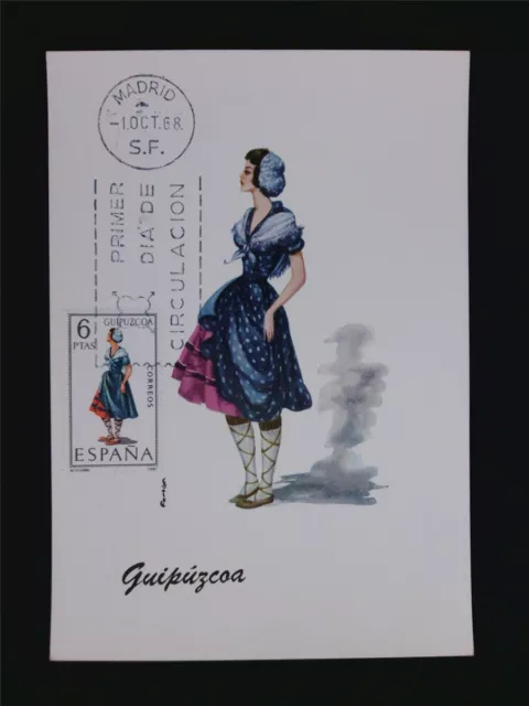 SPANIEN MK 1968 TRACHTEN GUIPUZCOA COSTUMES MAXIMUMKARTE MAXIMUM CARD MC c5494