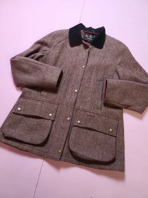 Barbour Womens Pure New Wool Herringbone Coat Sz 14 Outdoor Countrywear P1 Barbour Womens Pure New Wool Herringbone Coat Sz 14 Outdoor Countrywear P1