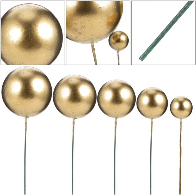 30 Pcs Foam Ball Cake Topper Picks Wedding Decoration Gold Paper Cup