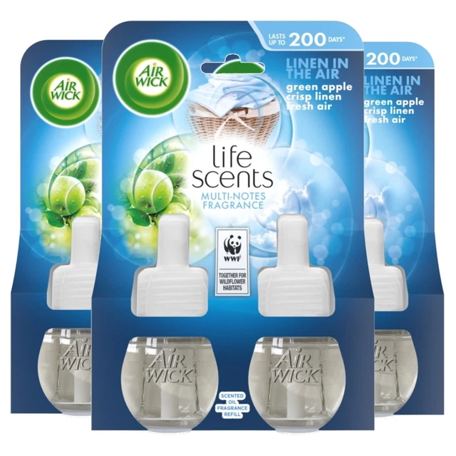 6 X AIR Wick Plug In Refill Air Freshener Linen in the Air 19ml Bulk
