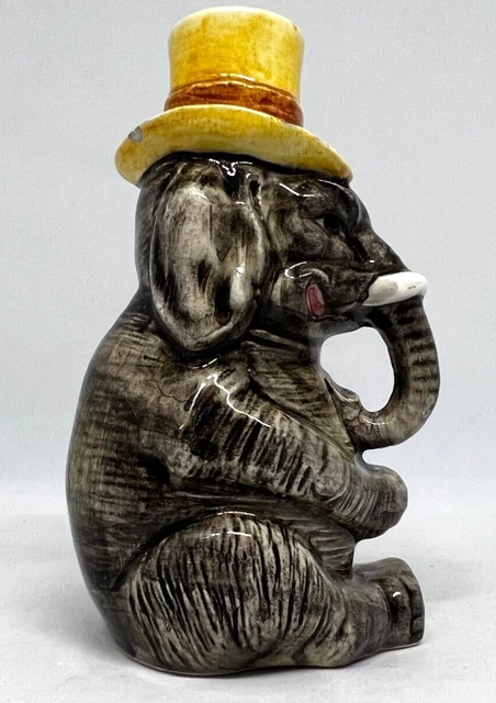 Majolica Novelty Porcelain-Grey Elephant Decanter-No Stopper