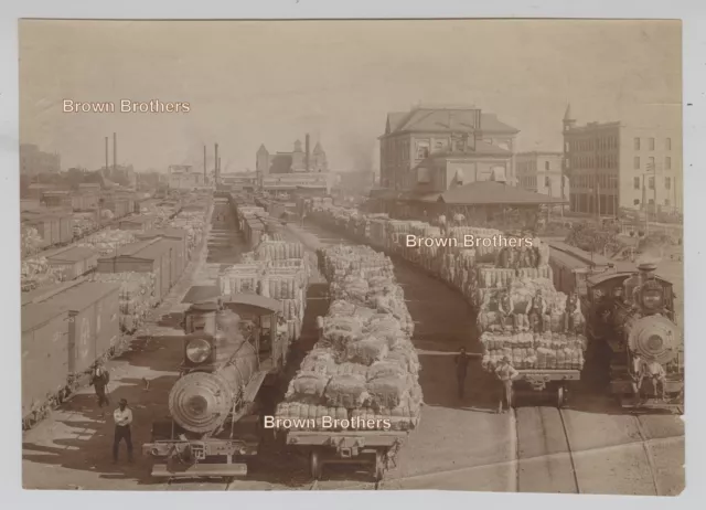 Vintage 1890s Black Sharecroppers Load Trains Bales Cotton Texas Albumen Photo Vintage 1890s Black Sharecroppers Load Trains Bales Cotton Texas Albumen Photo